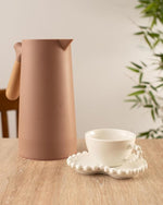 Load image into Gallery viewer, WOLFF - Thermal Coffee Carafe – 34oz/1L Insulated Food-Safe Plastic Exterior and Glass Liner, Wood-Style Handle – Keeps Drinks Hot or Cold for Hours, Coffee and Tea Dispenser - Nude Pink, 34floz/1L