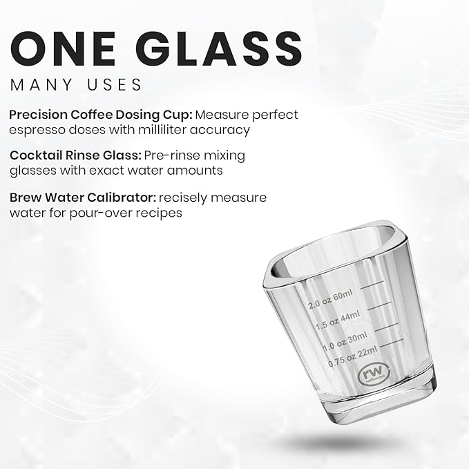 Rattleware 3 Oz Graduated Shot Glass Heavyweight Break-Resistant Glass with White Etched Measurements Oz ML tsp tbsp Durable Espresso Cocktail Measuring Glass for Bar Cart Home Bar Cafe Use