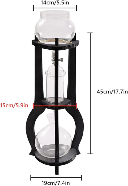 Iced Coffee Cold Brew Drip Tower Coffee Maker Ice Coffee Machine Cold Brew Dripper Iced Coffee Brewer Maker for Home, Shops, Cafes, Offices, 6-8 cup (Grey)