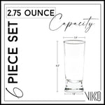 Load image into Gallery viewer, Vikko 2.75 Ounce Shot Glasses, Set of 6 Small Liquor and Spirit Glasses, Durable Tequila Bar Glasses For Alcohol and Espresso Shots, 6 Piece Shooter Glass Set