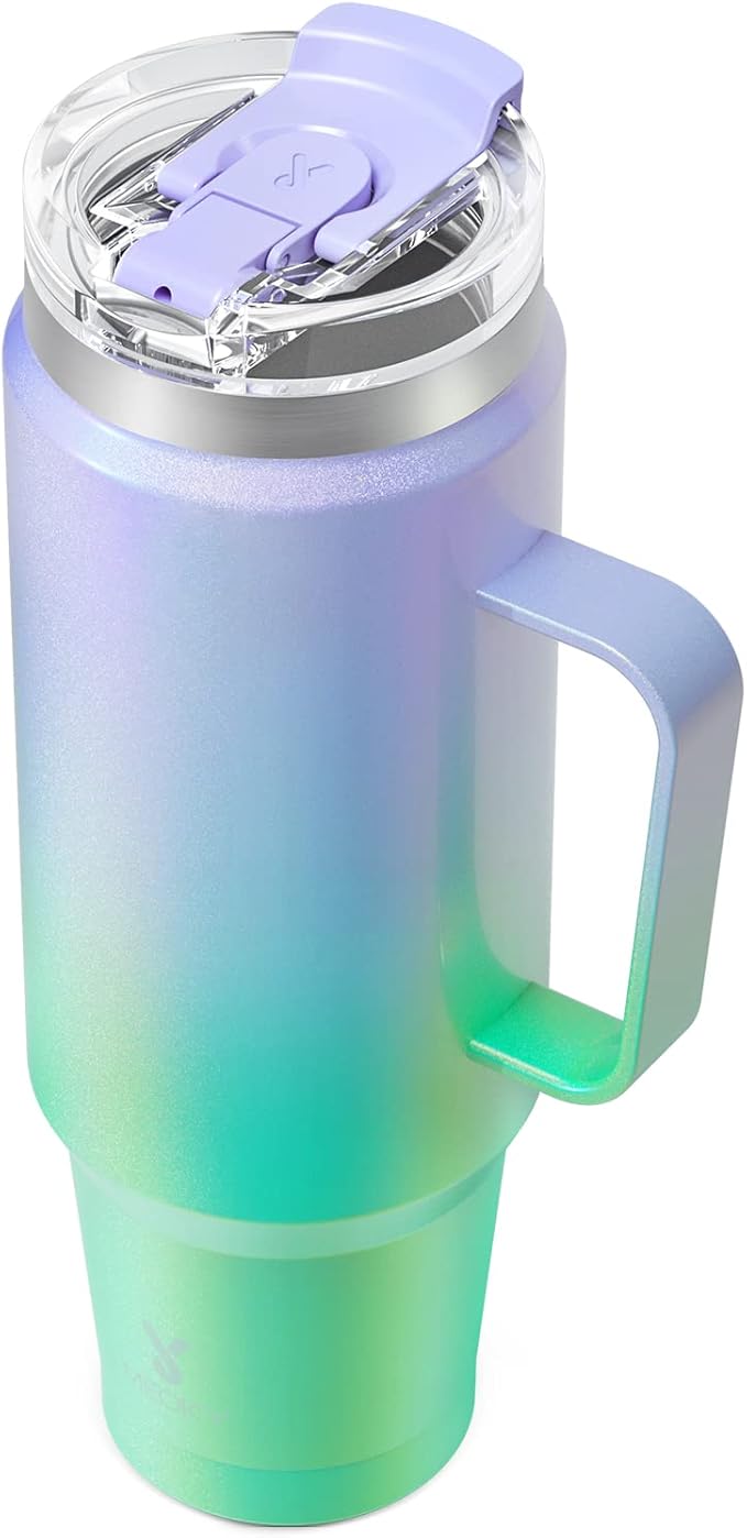 Meoky 40oz Tumbler with Handle, Stainless Steel Travel Mug with 2-in-1 Straw and Sip Lid, Vacuum Insulated Coffee Mug, 100% Leak Proof, Keeps Cold for 34 Hours or Hot for 10 Hours (Fairyland)
