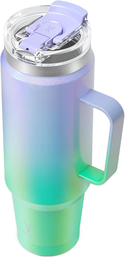 Meoky 40oz Tumbler with Handle, Stainless Steel Travel Mug with 2-in-1 Straw and Sip Lid, Vacuum Insulated Coffee Mug, 100% Leak Proof, Keeps Cold for 34 Hours or Hot for 10 Hours (Fairyland)