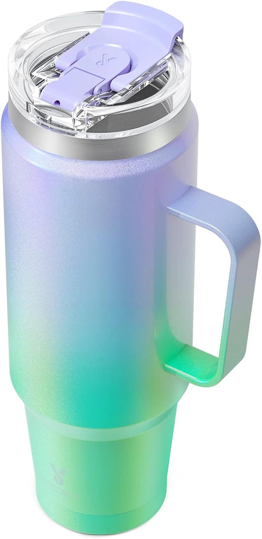 Meoky 40oz Tumbler with Handle, Stainless Steel Travel Mug with 2-in-1 Straw and Sip Lid, Vacuum Insulated Coffee Mug, 100% Leak Proof, Keeps Cold for 34 Hours or Hot for 10 Hours (Fairyland)