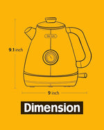 Load image into Gallery viewer, Hazel Quinn Retro Electric Kettle - 1.7 Liters / 57.5 Ounces Tea Kettle with Thermometer, All Stainless Steel, 1200 Watts Fast Boiling, BPA-free, Cordless, Automatic Shut Off - Mint Green