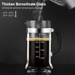 Load image into Gallery viewer, QUQIYSO French Press Coffee Maker 34oz 304 Stainless Steel French Press with 4 Filter, Heat Resistant Durable, Easy to Clean, Borosilicate Glass Coffee Press, 100% BPA Free Glass Teapot, Silver