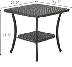 Load image into Gallery viewer, HUMMUH Outdoor End Table,Patio Wicker Small Side Table, PE Rattan Coffee Table with 2-Tier Storage Shelf for Bistro Set Conversation Sets Grey