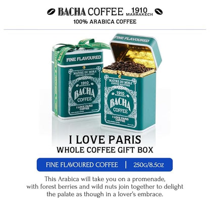Bacha Coffee | I Love Paris Fine Flavoured Signature Nomad Collection, 100% Arabica Specialty Coffee, Whole Beans, Medium Roast, 250g