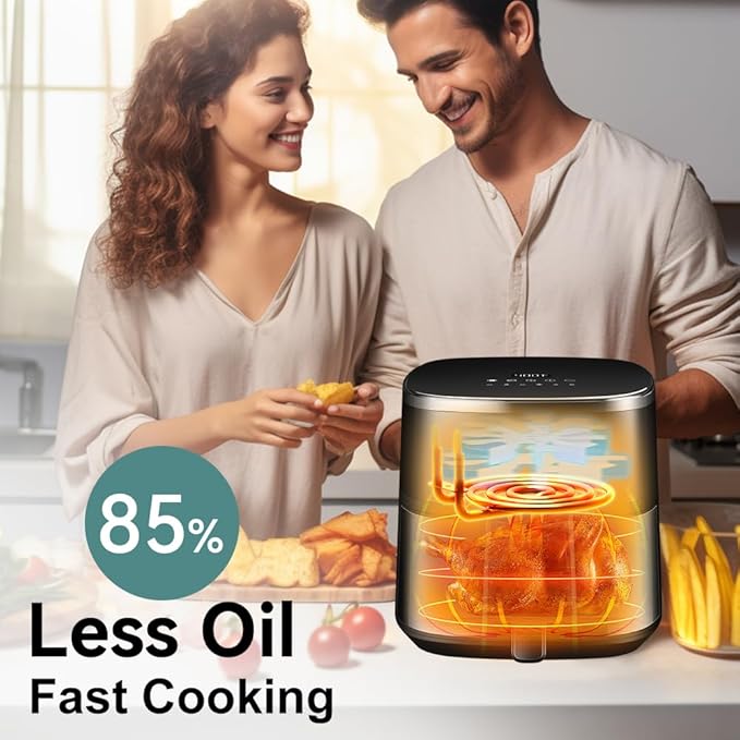 ASZ Digital Air Fryer 6qt with Window Up - 6 QT Big Airfryer 6-in-1 Presets Preheat Airfry Reheat Bake Roist Broil 400°F Airfrier 85% Oil Less,Nonstick Dishwasher-Safe Parts, Automatic Shutoff