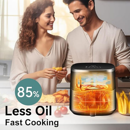 ASZ Digital Air Fryer 6qt with Window Up - 6 QT Big Airfryer 6-in-1 Presets Preheat Airfry Reheat Bake Roist Broil 400°F Airfrier 85% Oil Less,Nonstick Dishwasher-Safe Parts, Automatic Shutoff