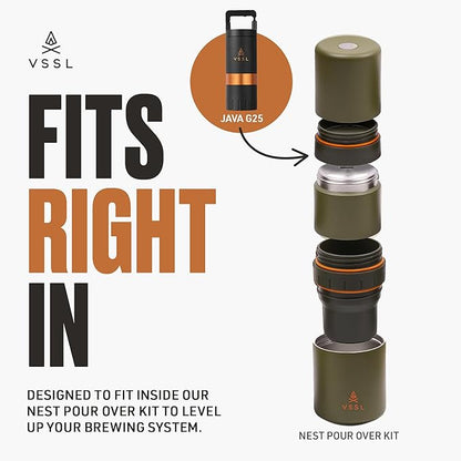 Java G25 Manual Coffee Grinder | Coffee for Camping | Bean Grinder | Travel Pour Over | Stainless Steel Conical Burr | ~ 25 Gram Capacity | Extendable Grind Handle | 50 Grind Settings | Carbon