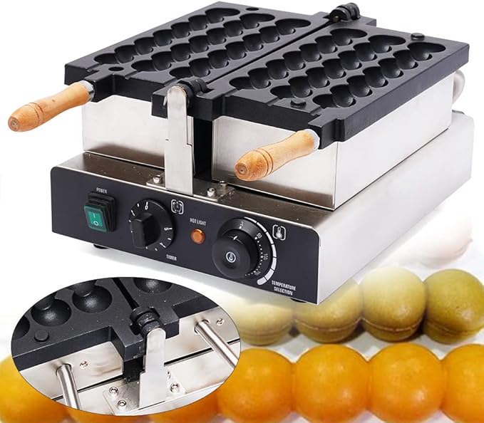 Mini Dutch Cone Pancake Ball Waffle Pancake Maker, Non-stick Stainless Steel Waffle Pancake Maker for Home Kitchen,Pancake Maker with Adjustable Thermostats Timers 110v 50-300℃