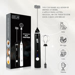 Load image into Gallery viewer, Delm Milk Frother Electric USB Stainless Steel Accessory - Frother Wand Foam Maker for Lattes - Milk Frother Handheld for Cappuccino, Frappe, Matcha, Hot Chocolate - Frother for Coffee (black)