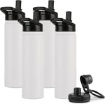 Load image into Gallery viewer, DOMICARE Insulated Water Bottle, 22 oz Vacuum Insulated Stainless Steel Reusable Sports Bottle with Straw Lid &amp; Spout Lid for Travel, Camping, Bike, Leakproof, White, 4 Pack