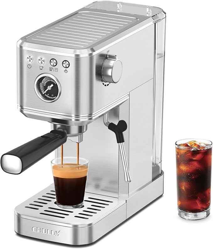 CHULUX Elite Espresso Machine 20 Bar, Hot and Ice Espresso Maker with Steam Wand for Americano, Latte, Cappuccino