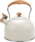 Load image into Gallery viewer, Tea Kettle Stovetop, 2.6Qt Whistling Tea Pots for Stove Top, Heat-resistant Folding Handle，Cute Teapot(Beige)