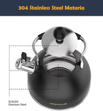 Load image into Gallery viewer, Tea Kettle, 2 Quart Stainless Steel Whistling Tea Kettle, Stovetop Whistling Teakettle Tea Pots for Stove Top with Ergonomic Folding Handle, Small Teapot, Water boiler for Tea, Coffee (Black)