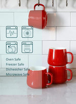 Load image into Gallery viewer, Teocera Ceramic Coffee Mug Set of 4-12 oz Coffee Mugs with Large Handles for Hot or Cold Drinks Like Latte, Cocoa, Tea or Juice - Smooth Ceramic, Dishwasher Safe, Red