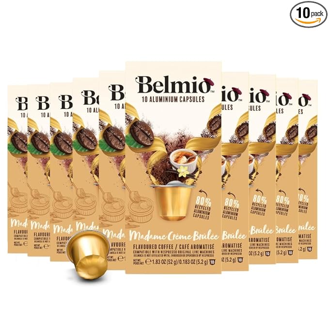 Belmio Madame Crème Brûlée Espresso Coffee Pods – Medium Roast – Creamy & Sweet - Nespresso Original Line Compatible – 10 Count (Pack of 10)