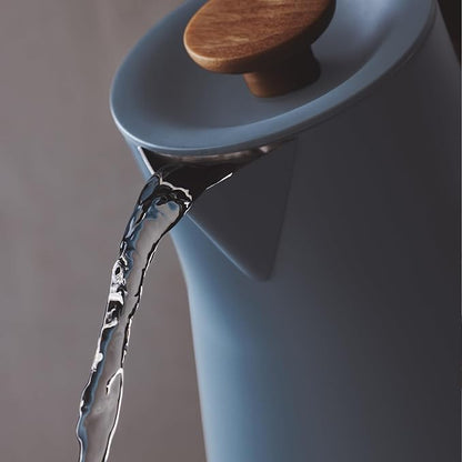 Fellow Corvo EKG Pro Electric Tea Kettle - Quick Heating, Precise Temperature Control Electric Kettle, Scheduling, Built-in Brew Timer for Boiling Water - Hazy Blue with Maple Handle - 0.9 Liter