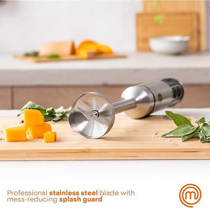 MasterChef Immersion Blender Handheld, Stainless Steel Hand Held Blending Stick Emulsifier, Puree Blender for Making Baby Food, Soup, Sauces etc, Powerful 400W Motor with Variable Speed Control