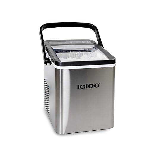 Igloo Automatic Self-Cleaning Portable Electric Countertop Ice Maker Machine with Handle, 26 Pounds in 24 Hours, 9 Ice Cubes Ready in 7 Minutes, with Ice Scoop and Basket, Stainless Steel