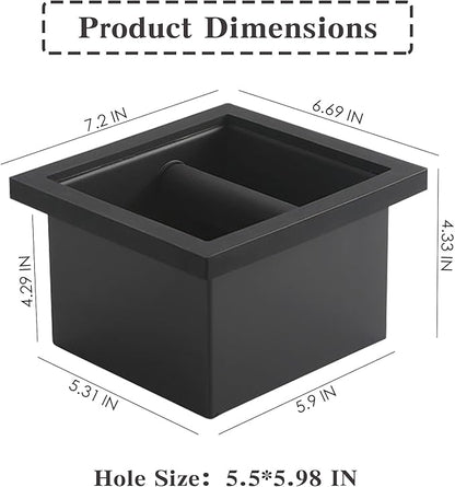 Stainless Steel Coffee Ground Knock Box Chute, Built-in Desktop Waste Bucket, Bottomless Knocking Residue Box