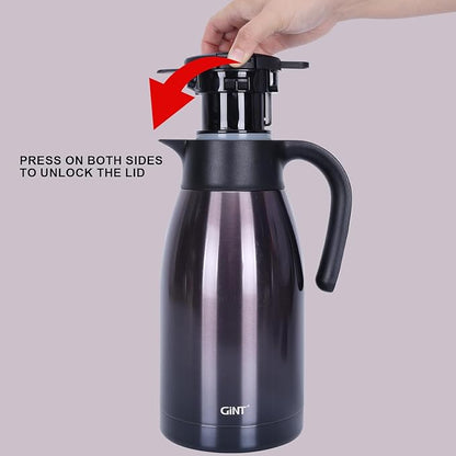 GiNT 1.9L / 64Oz Thermal Coffee Carafe, Insulated Stainless Steel Coffee Carafes for Keeping Hot/Double Walled Vacuum Thermal Carafe (Purple)