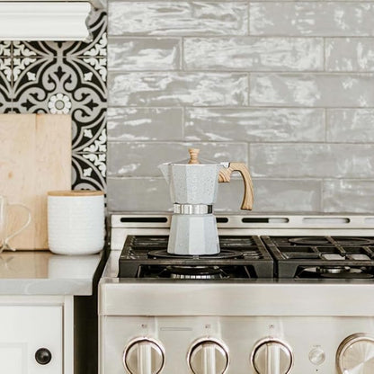 GROSCHE Milano Moka pot, Stovetop Espresso maker, Greca Coffee Maker, Stovetop coffee maker and espresso maker percolator (Grey, 9 cup)