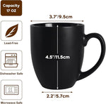 Load image into Gallery viewer, 16 OZ Black Stoneware Mugs Set of 6, Large Ceramic Coffee Cups with Handle, Porcelain Mugs for Latte, Milk, Tea and Juice