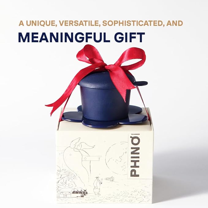 [Holiday Gift] Vietnamese Phin Filter, Plastic Reusable Pour Over Coffee Dripper, Single Cup Coffee Filter with Flower Design for Manual Brewing, Gift for Christmas Thankgiving (Navy)