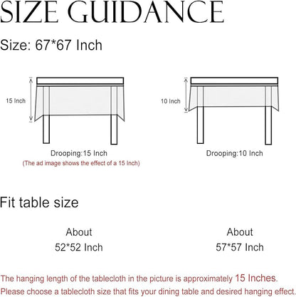 Designer French Square Tablecloth,Linen Orange Floral Pattern Indoor Table Cloth,Wrinkle Resistant Decor Table Cloth for Dining Thanksgiving Kitchen Party,67"*67"-Alvarado D