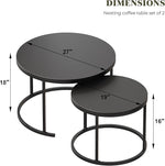Load image into Gallery viewer, Round Nesting Coffee Table, Black Modern Decorative Coffee Center Table Set of 2, Sintered Stone Coffee Table for Living Room with Sturdy Metal Frame.