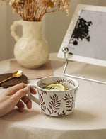 Load image into Gallery viewer, Ceramic Mug 1pcs, 11oz - Vintage Coffee Mug, Pottery Cups for Milk, Latte, Cappuccino, Tea - Porcelain Dishwasher, Microwave Safe Stoneware 1 PCS Olive Black Leave Set of 1