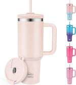 Load image into Gallery viewer, WETOWETO 40oz Tumbler with Handle and Lid | 100% Leakproof Insulated Stainless Steel Travel Mug | Keeps Cold 34Hrs/Hot 10Hrs | Dishwasher Safe, Fits Car Cup Holder (Rose Quartz Color)