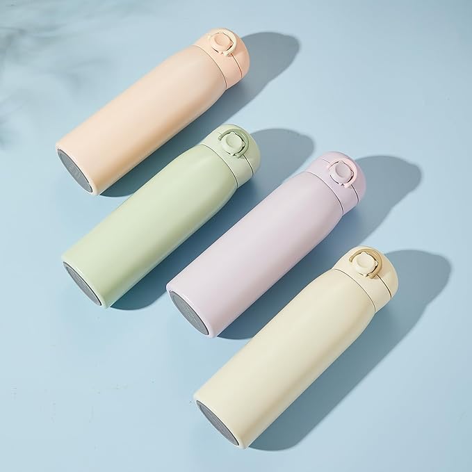 17 oz Mini Water Bottle Small Stainless Steel Thermoses - Insulated Vacuum, Leak Proof, Keeps Drinks Hot/Cold - Ideal for Coffee, beverage, Water - White