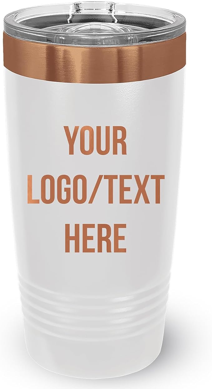Stainless Steel Tumbler Personalized-Custom Engraved (White-Copper, 1 Count (Pack of One))