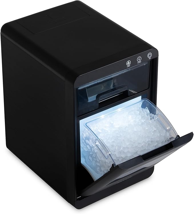 Newair Nugget Ice Maker Countertop, 44 lbs in 24 Hours Ice Machine Nugget, Self Cleaning Ice Maker in Black Stainless Steel, Perfect for Home Bar, Kitchen Countertop, RV, Home Office