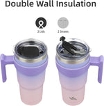 Load image into Gallery viewer, 20 oz Tumbler with Handle and 2 Straw 2 Lid, Insulated Water Bottle Stainless Steel Vacuum Cup Reusable Travel Mug,Pastel Sunset