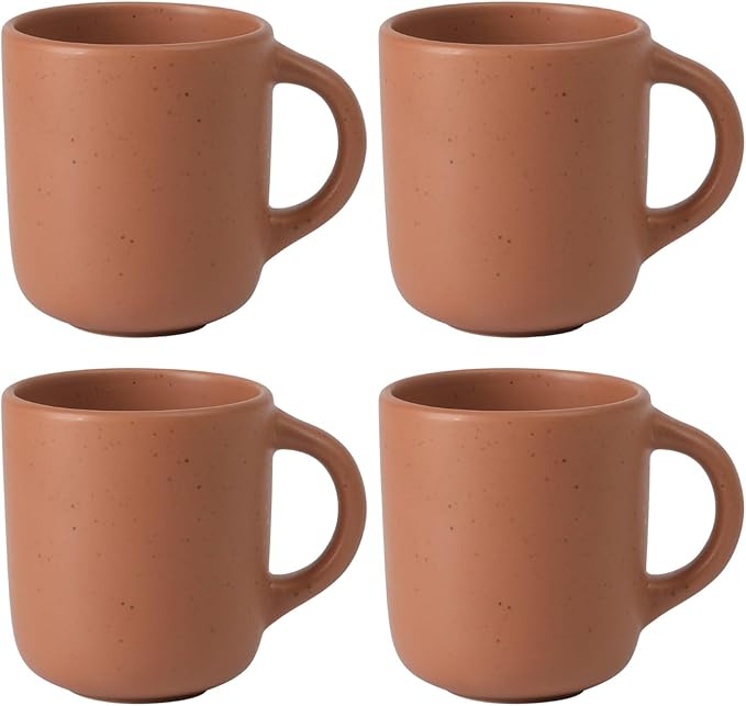 Bloomhouse - Two Time Oprah's Favorite Things Winner - Corsica Clay 4-Piece Mug Set – Burnt Apricot Terracotta Stoneware Coffee & Tea Cups, Durable Ceramic Drinkware