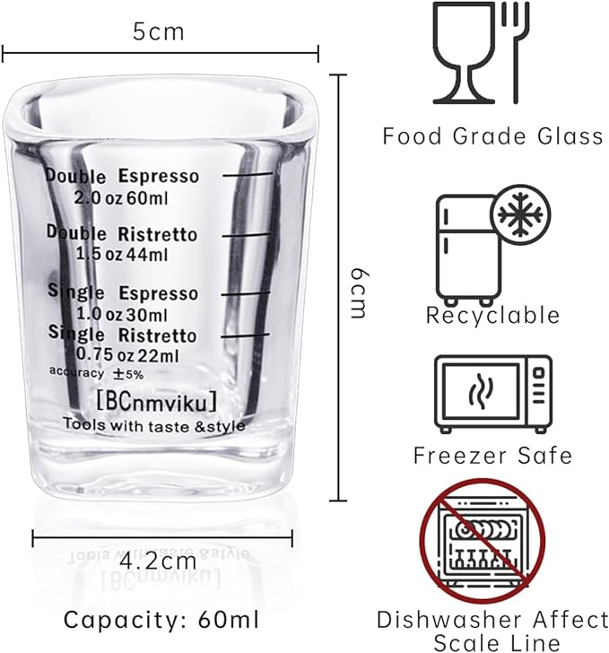 Espresso Shot Glasses, 26-Incremental Measurement, 2 OZ / 60ML (Sturdy-2 pack)