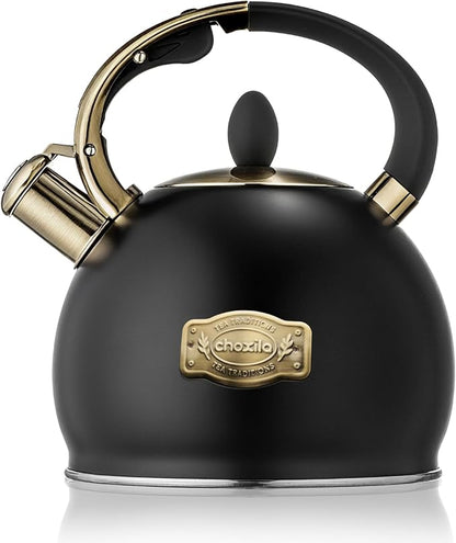 Stovetop Tea Kettle - 2.64 Quart Whistling Tea Pot for Stove Top, Stainless Steel Tea Kettle for All Stovetops Including Induction, Gas, Electric | Ergonomic Pouring Design