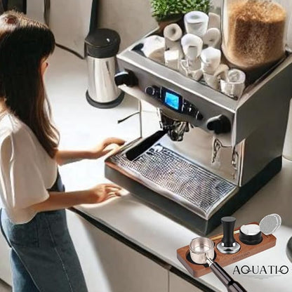 51-58 mm Compact Espresso Tamping Mat - Wooden Coffee Tamping Station - Espresso Accessories for Baristas