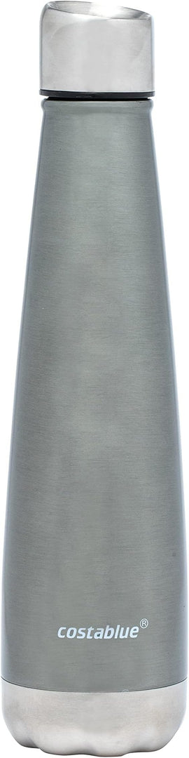 Insulated Water Bottle - On-The-Go Refillable Stainless Steel Water Bottles For Adults, Reusable Thermos Travel Tumbler With Leak-proof Lid For Hot & Cold Beverages (17 Oz. Silver Shadow)