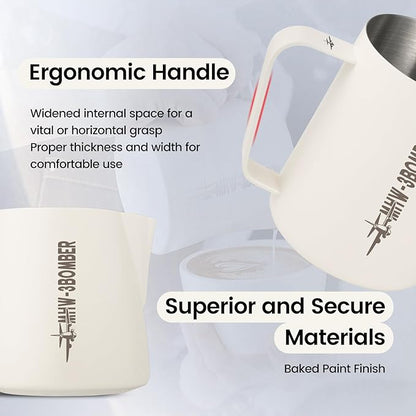 MHW-3BOMBER Milk Frothing Pitcher 16.9oz/500ml Latte Art Pitcher, Espresso Steaming Pitcher with Round Spout, Red P6741R