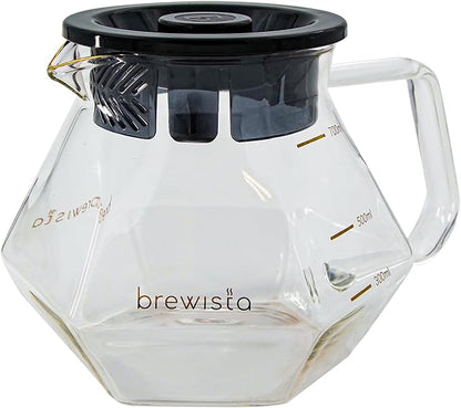 Brewista 700ml/23.7oz X Series Glass Coffee Carafe, Small Pour Over Glass Pot Server, 2-4 Cups, Polygonal Design for Improved Flavor, Heat Resistant Odorless Glass Pitcher