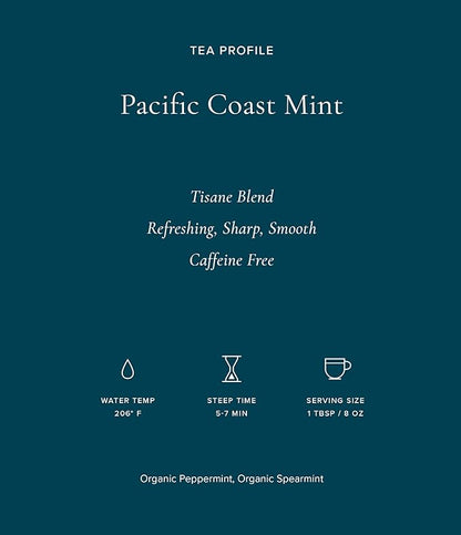 Art of Tea | Pacific Coast Mint (Naturally Caffeine Free) | 12 Eco Friendly Pyramid Peppermint Tea Bags Sachet