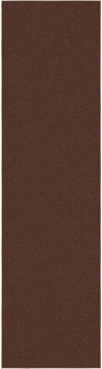 Ottomanson Hallway Runner Rug 2'7" x 9'10" Non Slip Solid Area Rugs Easy to Clean Laundry Rug Runner Durable & Pet Friendly Floor Carpet Runners for Hallways Entryway Living Room Kitchen, Brown