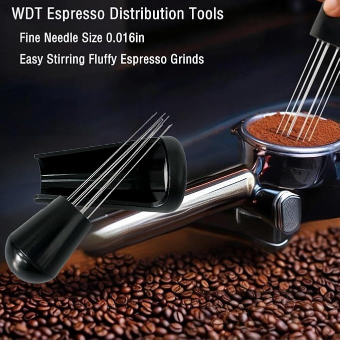 WDT Espresso Distribution tools with PP Handle, 10 x 0.4mm 304 Stainless Steel Needles Installed Coffee Stirrer for Barista