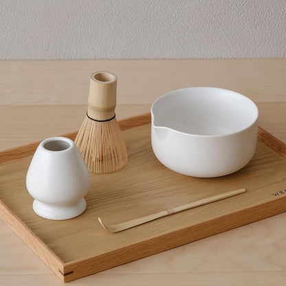 WENSHUO Matcha Kit - Premium Matcha Whisk Set with Traditional Bamboo Tools, Ideal Matcha Tea Set for Home (Matte White)