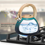 Load image into Gallery viewer, MARSKITOP Whistling Tea Kettle for Stove Top 2.6 Quart, Food Grade Stainless Steel Teapot for Stovetop with Cool Touch Ergonomic Handle, Tea Pot for Stove Induction Cooktop, Green